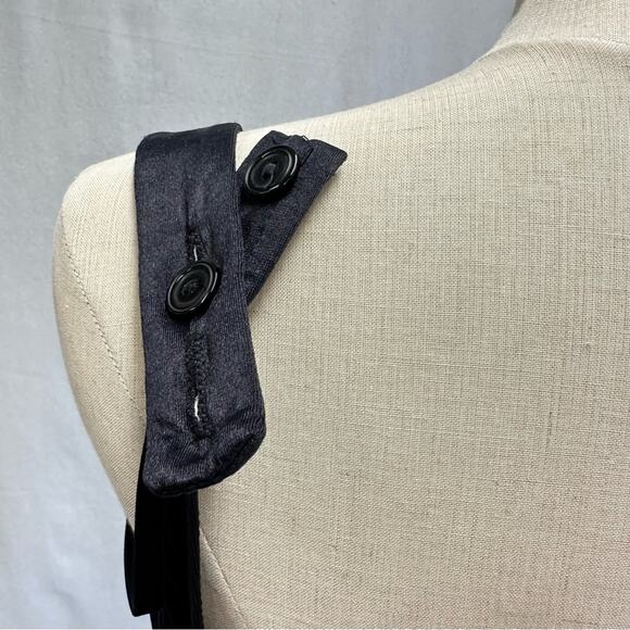 Vintage 70s Maxine of Hollywood black one piece pinup swimsuit dress size 14 - Picture 9 of 15